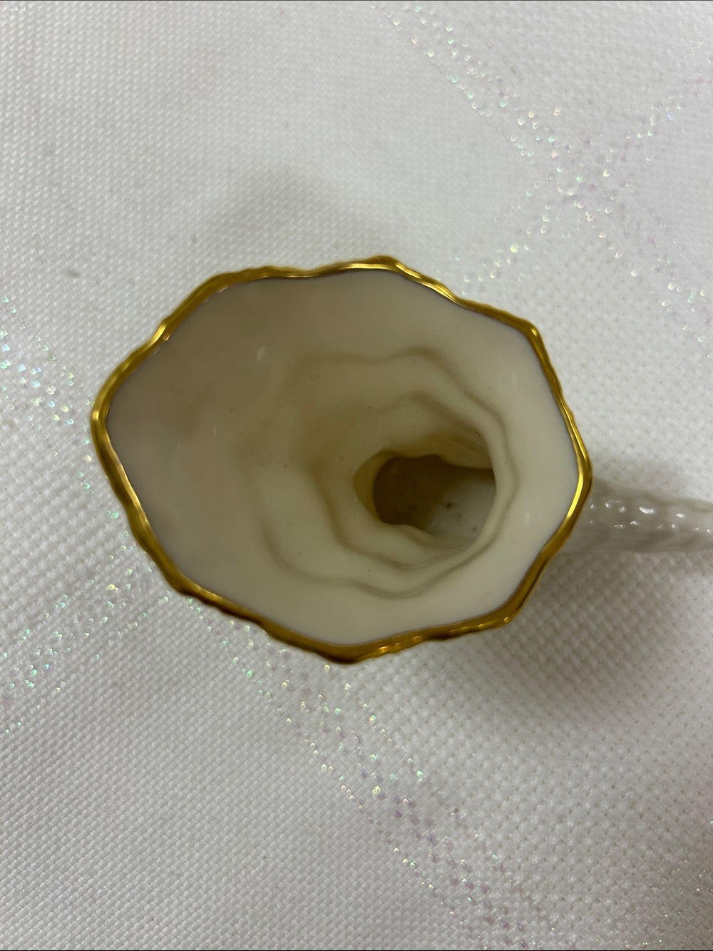 Lenox White Porcelain Cornucopia candle holder with Gold Trim image 3
